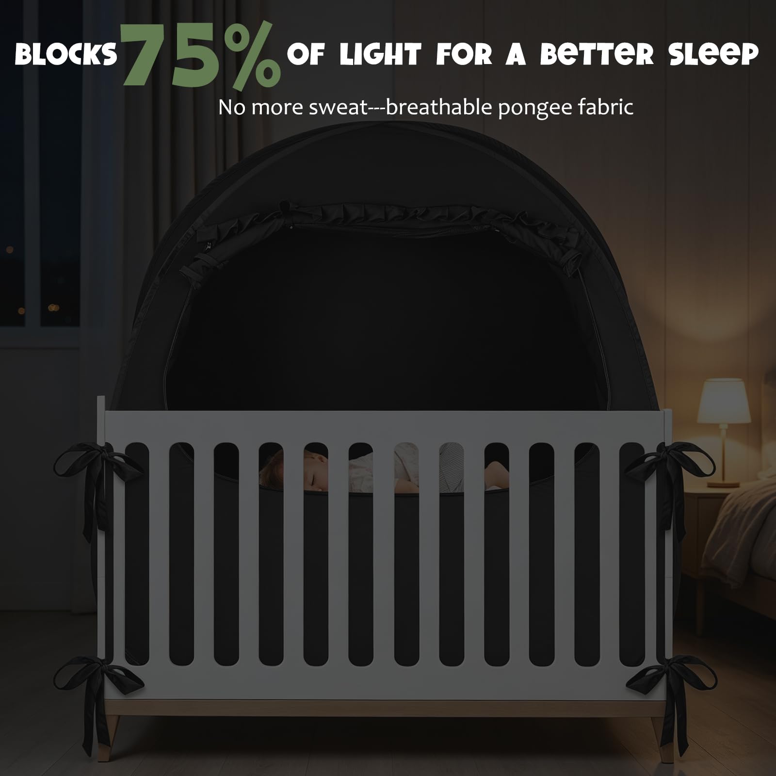 Amazon.co.jp: BORNA Pack N Play 遮光カバー、75%遮光テント フル